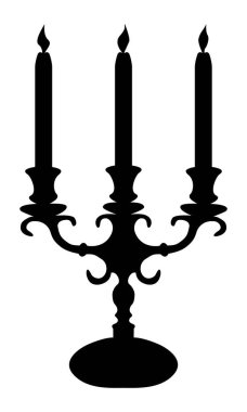 İç tasarım için siyah siluet şeklinde mumlarla şamdan.