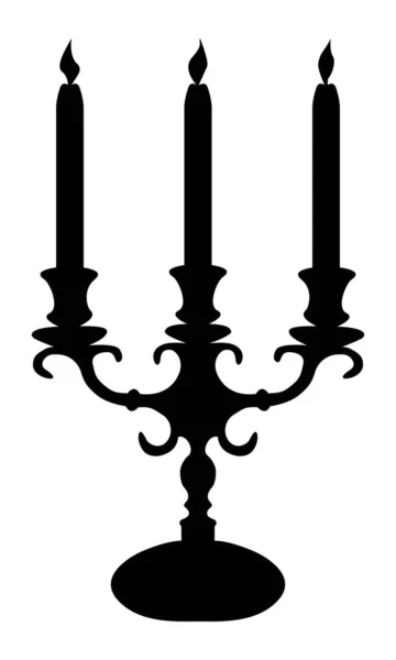 Kerzenständer Mit Kerzen Klassischen Stil Schwarzer Silhouette Für Die Inneneinrichtung — Stockvektor