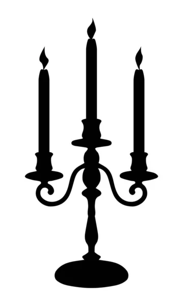 Kerzenständer Triple Mit Kerzen Schwarze Silhouette Für Die Innenarchitektur — Stockvektor
