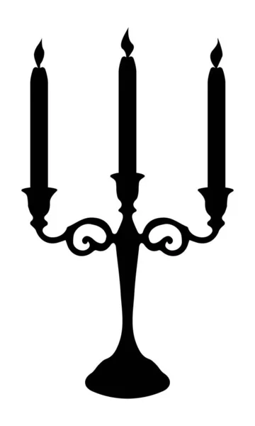 Dreifacher Kerzenständer Mit Kerzen Klassischen Stil Mit Schwarzer Silhouette Für — Stockvektor