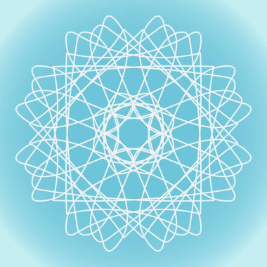 Süslü şekil ve yapıdan oluşan kar taneleri mavi kış arka planında