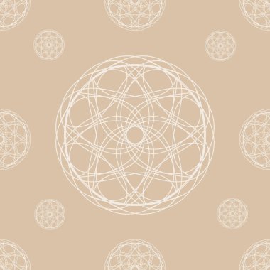 Soyut yuvarlak şekillerin mükemmel bej rengi vektörsüz deseni
