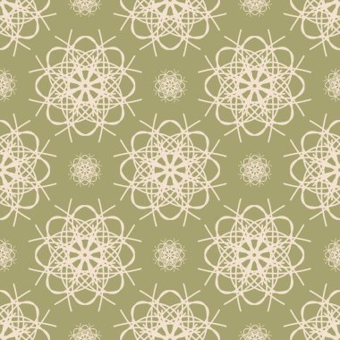 Yeşil arkaplanda soyut dantel çiçeklerin dikdörtgen bağcıksız deseni