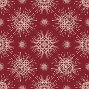 Kırmızı arkaplanda soyut dantel çiçeklerin dikdörtgen biçimi