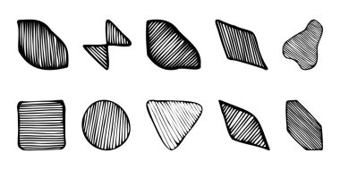 Vektör soyut el çizgili şekiller kümesi