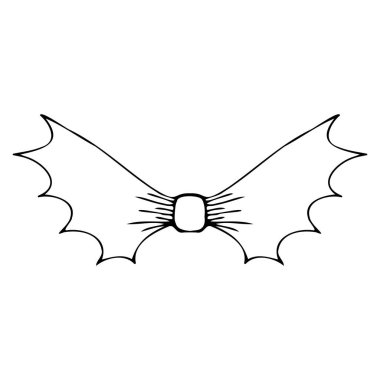 Vektör yay kelebek yarasa karalama biçimi doğrusal siyah izole