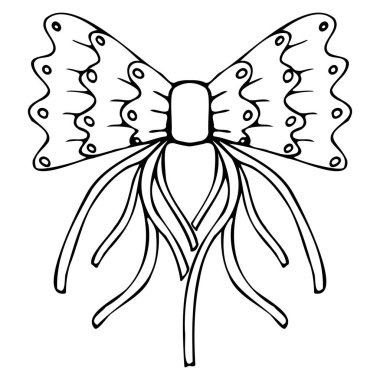 Karalama biçimi doğrusal siyah izole edilmiş vektör dantel yayı
