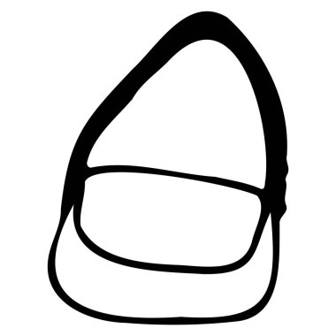 vektör basit bayan çantası, beyaz arkaplanda siyah renkli karalama şeklinde uzun bir sapı var.