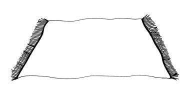 Siyah çizgi kenarlı karalama tarzında kilim