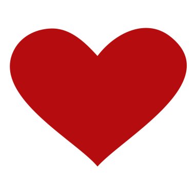 Beyaz zemin üzerinde kırmızı vektör kalp şeklinde işaret