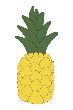 Düz stil ananas. Basit şekiller izole edildi 
