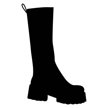 Kaba tabanlı yüksek çizme silueti.