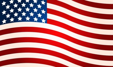 ABD ulusal kutlama ve açılış töreni için Amerikan bayrağının dalgalı vektör arkaplanı