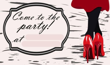 Parti Davetiye Şablonu. Yüksek Topuklu Kadın Bacakları
