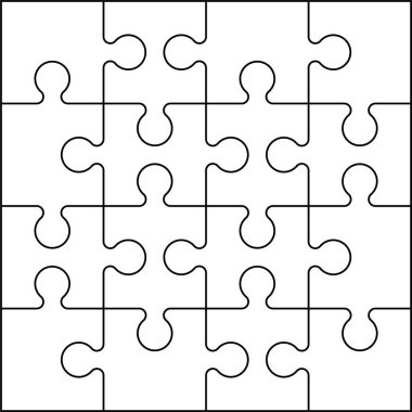 Şeffaf üzerinde kare bulmaca vektörü siyah çizgisi