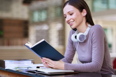 Education concepts, High school Young female student or college students studying and reading She using laptop and learning online