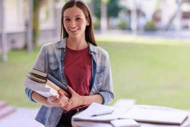 Education concepts, High school Young female student or college students studying and reading She using laptop and learning online