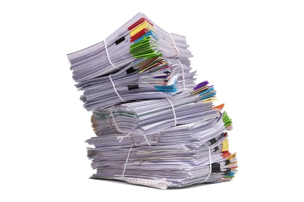 在白色背景下孤立的一堆堆商业文件 免版税图库照片
