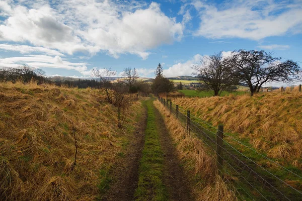 Old Empty Dirt Country Road Rural Pastoral Countryside Peebles Scottish — Stock Photo, Image