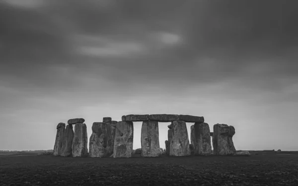 Moody Black White Image Iconic Prehistoric Neolithic Standing Stone Circle — Stock Photo, Image