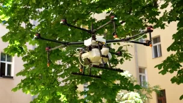 Drone Watering Plants Europe Steady Tracking Shot — Stock Video