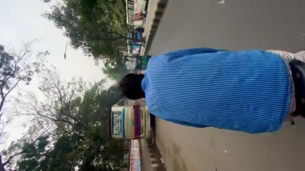 Vista Del Tirador Rickshaw Desde Ángulo Del Pasajero Vídeo — Vídeo de stock