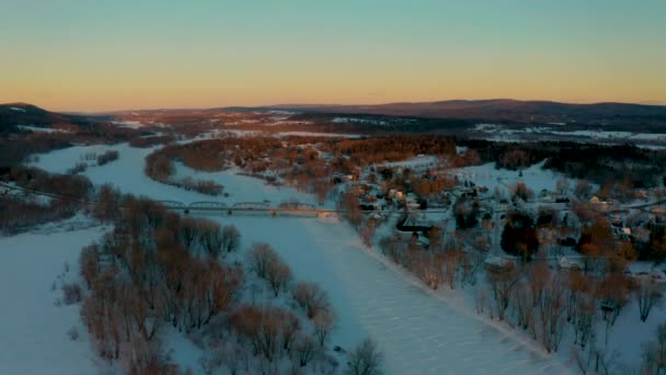 Vista Aérea Inverno Panorâmica Pitoresca Pequena Cidade Hampton New Brunswick — Vídeo de Stock