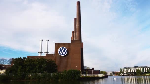 Wolfsburg Volkswagen Planta Complexo Fabricação Carros Vista Establishment — Vídeo de Stock