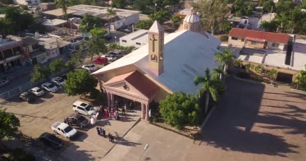 Αεροφωτογραφία Της Καθολικής Καθολικής Εκκλησίας Εξωτερική Πρόσοψη Της Parroquia San — Αρχείο Βίντεο
