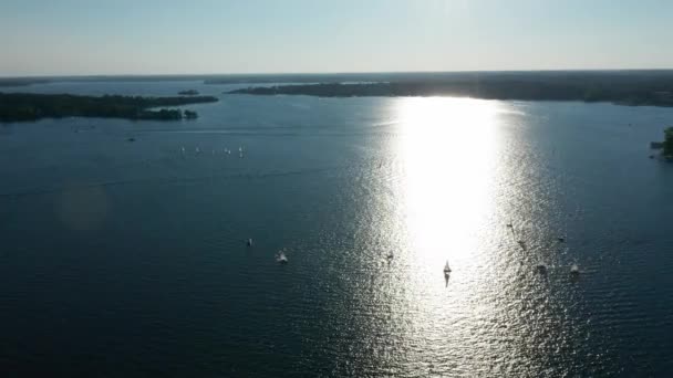 Luftaufnahme Von Booten Minnetonka See Minnesota Einem Sonnigen Tag — Stockvideo