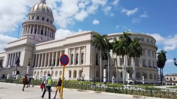 Östra Fasaden Capitolio National Capitol Building Havanna Kuba Pov Från — Stockvideo