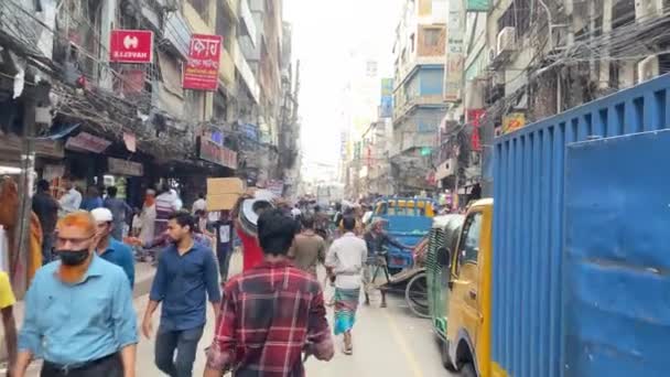 Pov Street Walking Grossist Detaljhandel Stadsmarknaden Dhaka Bangladesh Ekonomiskt Koncept — Stockvideo