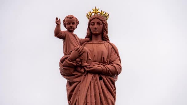 Famosa Statua Della Vergine Maria Notre Dame France Nella Città — Video Stock