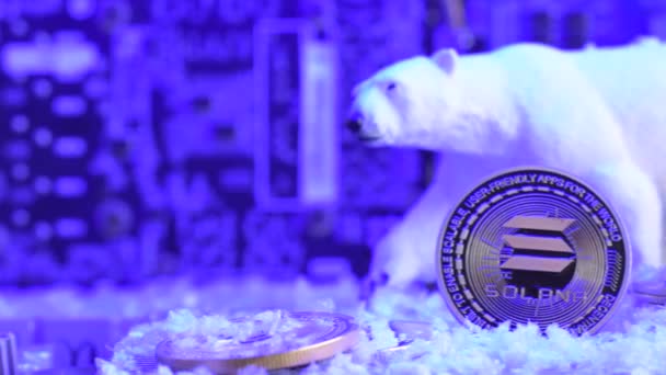 Bear Market Loosing Value Digital Gold Solana Crypto Coin Price — Stock Video