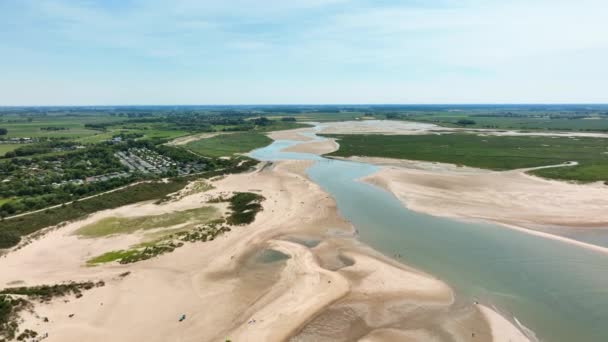 Hollanda Belçika Sınırındaki Yeşil Polen Arazisinden Akan Göl Nehir Het — Stok video