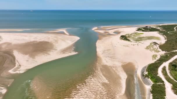 Hollanda Belçika Sınırındaki Kuzey Denizi Akan Het Zwin Doğal Rezervi — Stok video