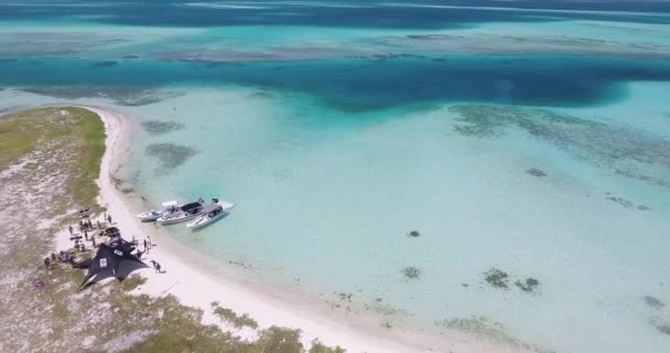 Αεροπλάνο Tropical Island Turquoise Θαλασσινό Νερό Πράσινο Λιβάδι Και Ανθρώπους — Αρχείο Βίντεο