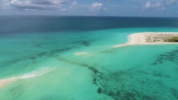 Cayo Água Los Roques Ilha Tiro Drone Sem Estrada Areia — Vídeo de Stock