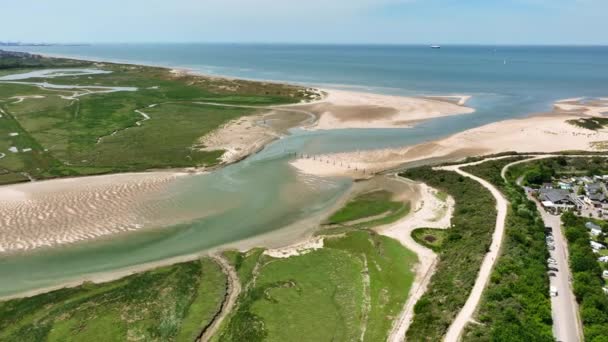 Het Zwin Belçika Daki Drone Manzarası Kuzey Denizi Nin Canlı — Stok video