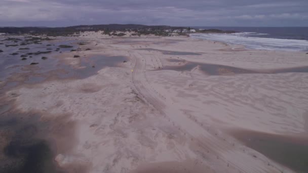 Stockton Beach Sand Dunes Hunter River Nsw Australia Sunset Tiro — Vídeos de Stock