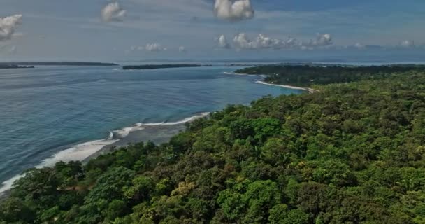 ボカス パナマ航空V11ドローンが自然の保護区の熱帯雨林と海岸に波が打ち寄せる美しい海を撮影 Mavicで撮影3 Cine 2022年4月 — ストック動画