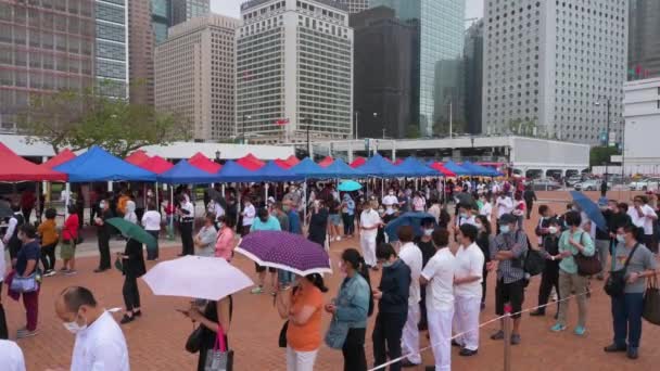 Residentes Hong Hong Hacen Cola Para Recibir Pruebas Masivas Pcr — Vídeos de Stock