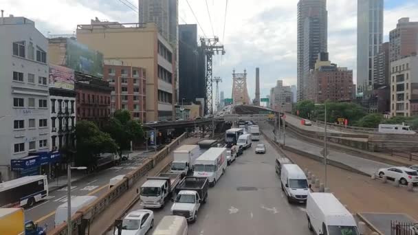 Vue Trafic Routier Tramway Travelling Roosevelt Island Manhattan New York — Video