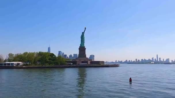Хронология Падения Статуи Свободы Нью Йорке Сша — стоковое видео
