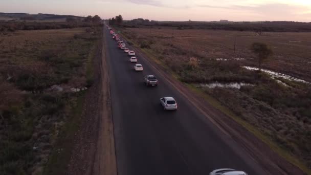 Congestion Traffic Jam Rural Highway Route Uruguay Border Aerial — Stock Video