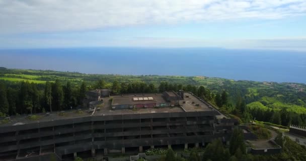 Flygfoto Över Monte Palace Övergiven Hotel Sao Miguel Island Azorerna — Stockvideo