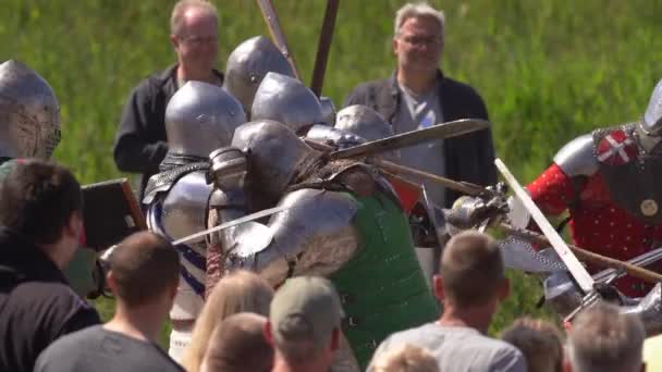Medieval Fight Kobenhavn Middelalder Marked Fairground Skovlunde Denmark Slow Motion — Stock Video