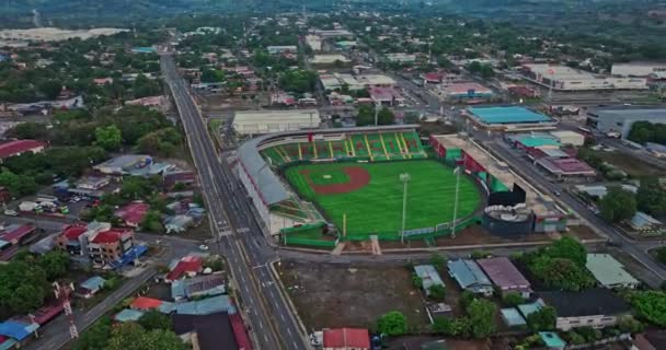 David Panama Aerial Birds View Flyover Doleguita Neighborhood Panning Baseball — стоковое видео