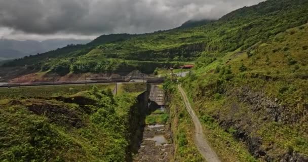 Hornito Panama Aerial Hillside View Drone Flyover Edwin Fabrega Dam — Stok Video