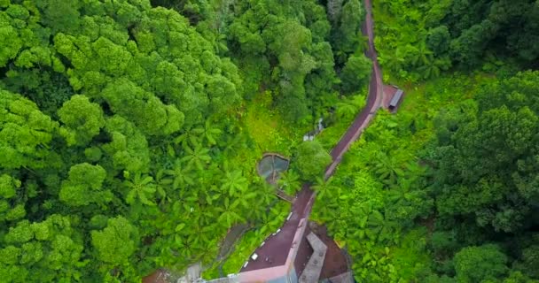 Drone Ascent Revealing Lush Jungle Landscape Surrounding Caldera Velha Sao — Stock Video